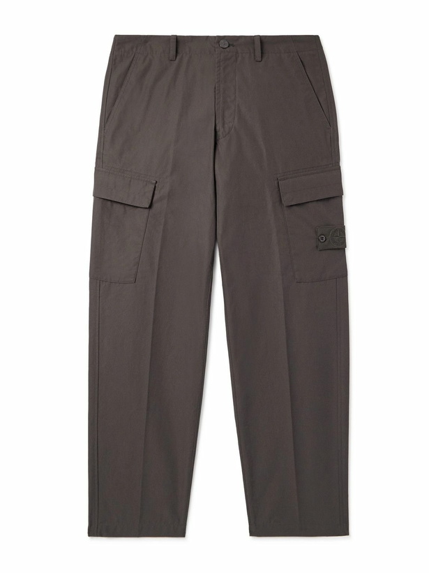 Photo: Stone Island - Ghost Straight-Leg Logo-Appliquéd Cotton Cargo Trousers - Brown