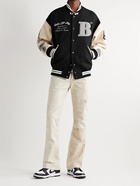 Better™ Gift Shop - Roots Embroidered Appliquéd Wool-Blend and Leather Varsity Jacket - Black