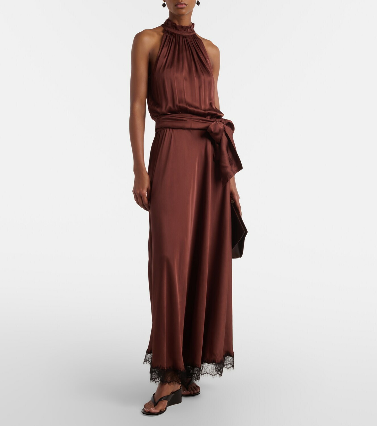 Poupette St Barth Nina halterneck satin maxi dress
