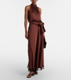 Poupette St Barth Nina halterneck satin maxi dress