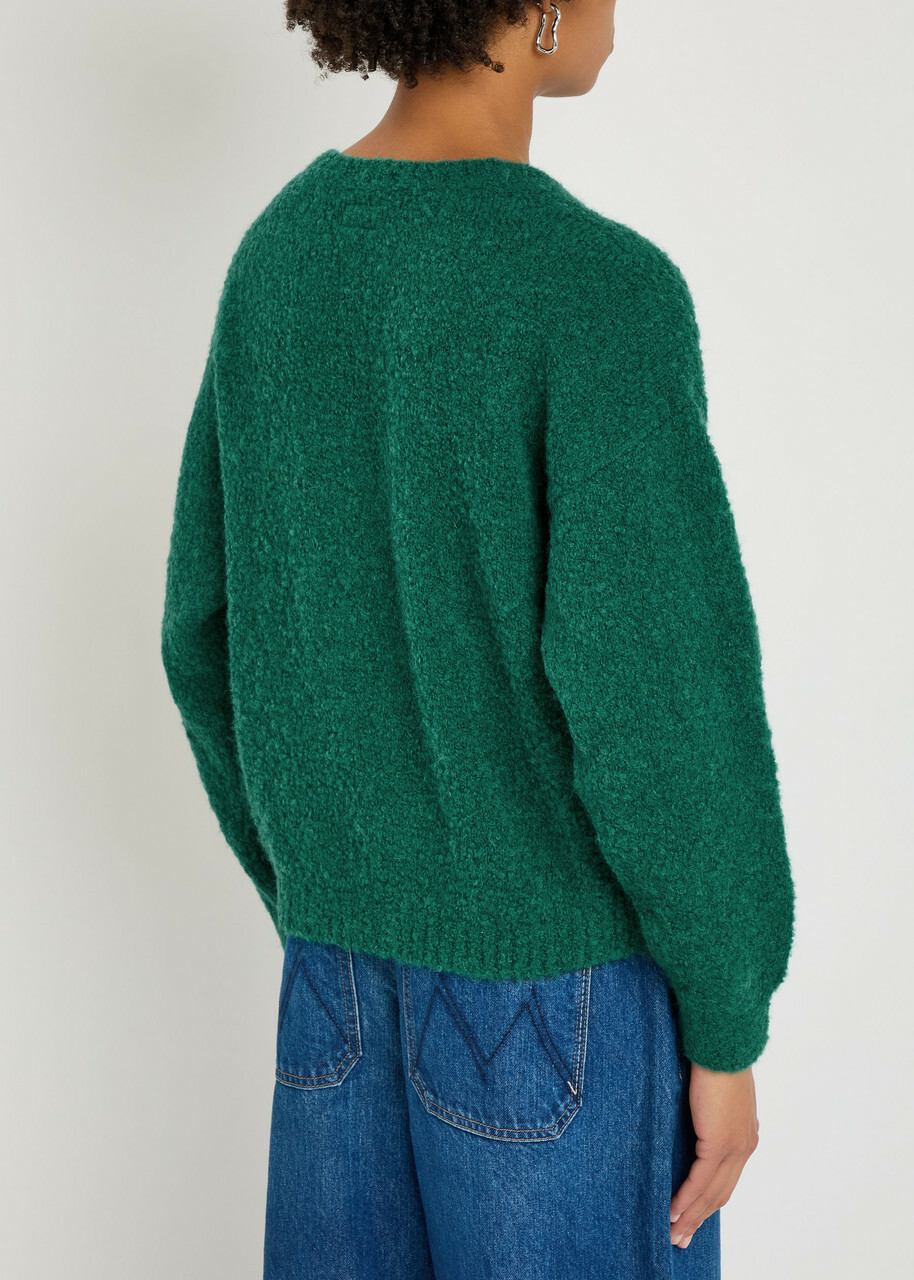 Mother The Jumper Embroidered Brushed Bouclé Jumper Navy