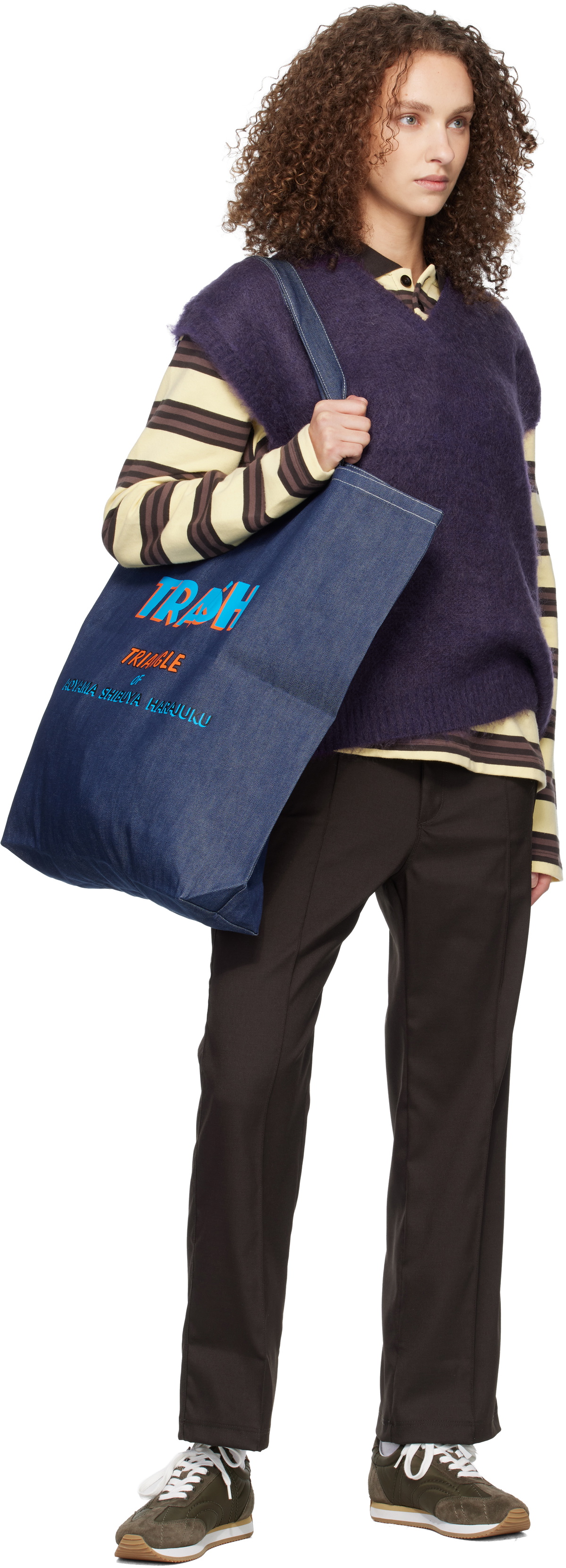 NEEDLES Navy Large Grocery Denim Tote
