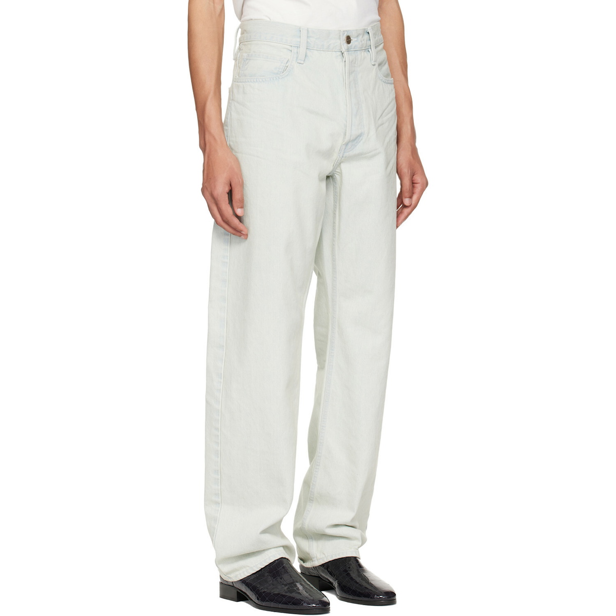 Fear of God Blue Bleach Washed Denim Straight 5 Pocket Jeans