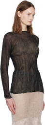 ISSEY MIYAKE Black Chiffon Twist Top