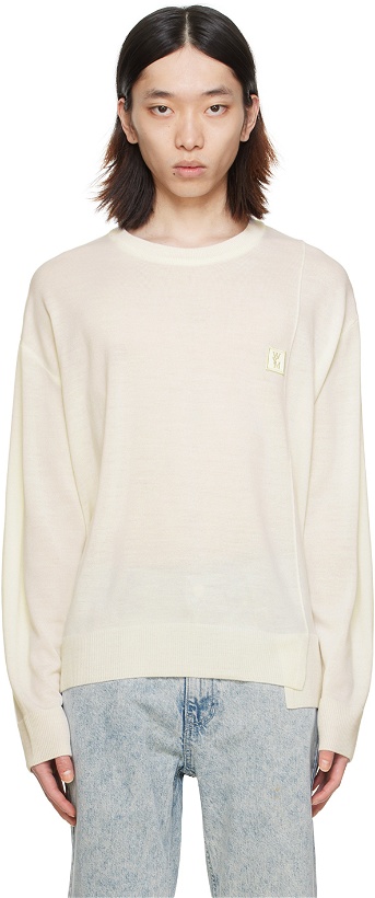 Photo: Wooyoungmi Off-White Asymmetric Hem Sweater