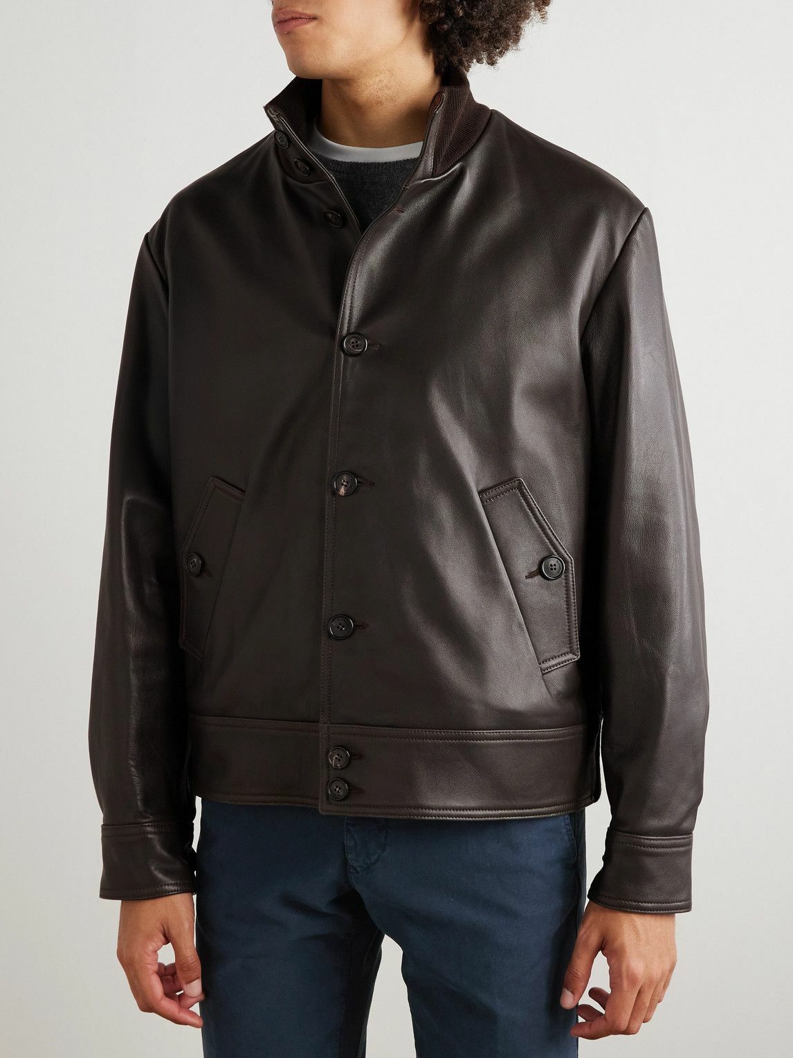 Incotex - Leather Jacket - Brown