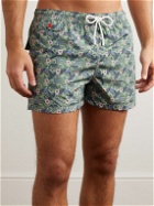 Kiton - Slim-Fit Short-Length Printed Swim Shorts - Green