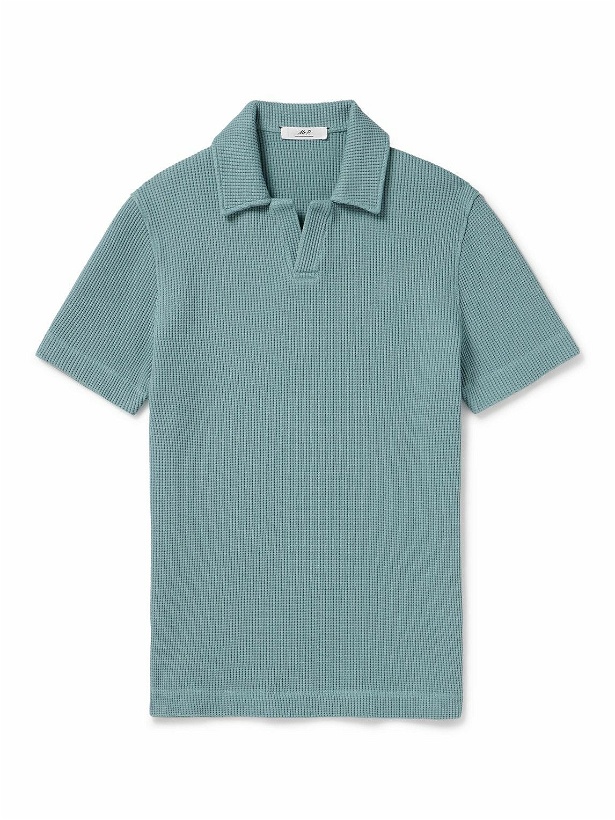Photo: Mr P. - Waffle-Knit Organic Cotton Polo Shirt - Blue