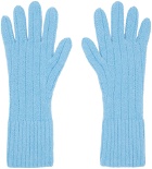 Dries Van Noten Blue Ribbed Gloves