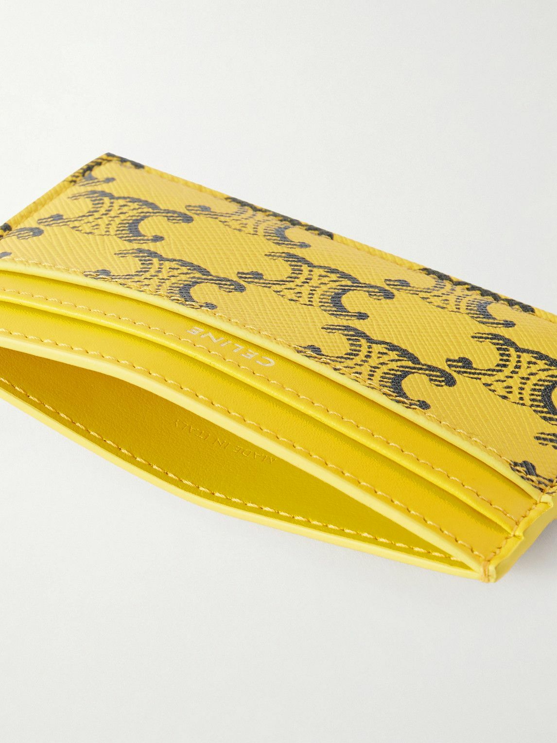 CELINE - Monogrammed Coated-Canvas and Leather Cardholder