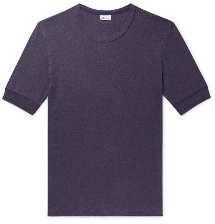 Photo: Schiesser - Karl Heinz Mélange Cotton-Jersey T-Shirt - Dark purple