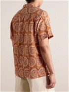 Portuguese Flannel - Nature Convertible-Collar Embroidered Linen Shirt - Orange