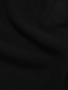 TOM FORD - Leather-Trimmed Merino Wool Half-Zip Sweater - Black