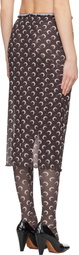 Marine Serre Brown Moon Printed Mesh Midi Skirt