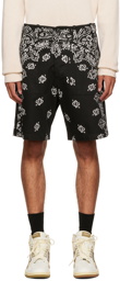 AMIRI Black Bandana Field Print Shorts