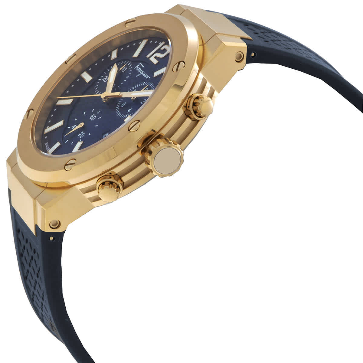 NWT Ferragamo F-80 Chronograph Quartz Blue Dial Men\'s Watch FERRAGAMO F-80 Translucent Chronograph Recycled Polyurthane  main image 2
