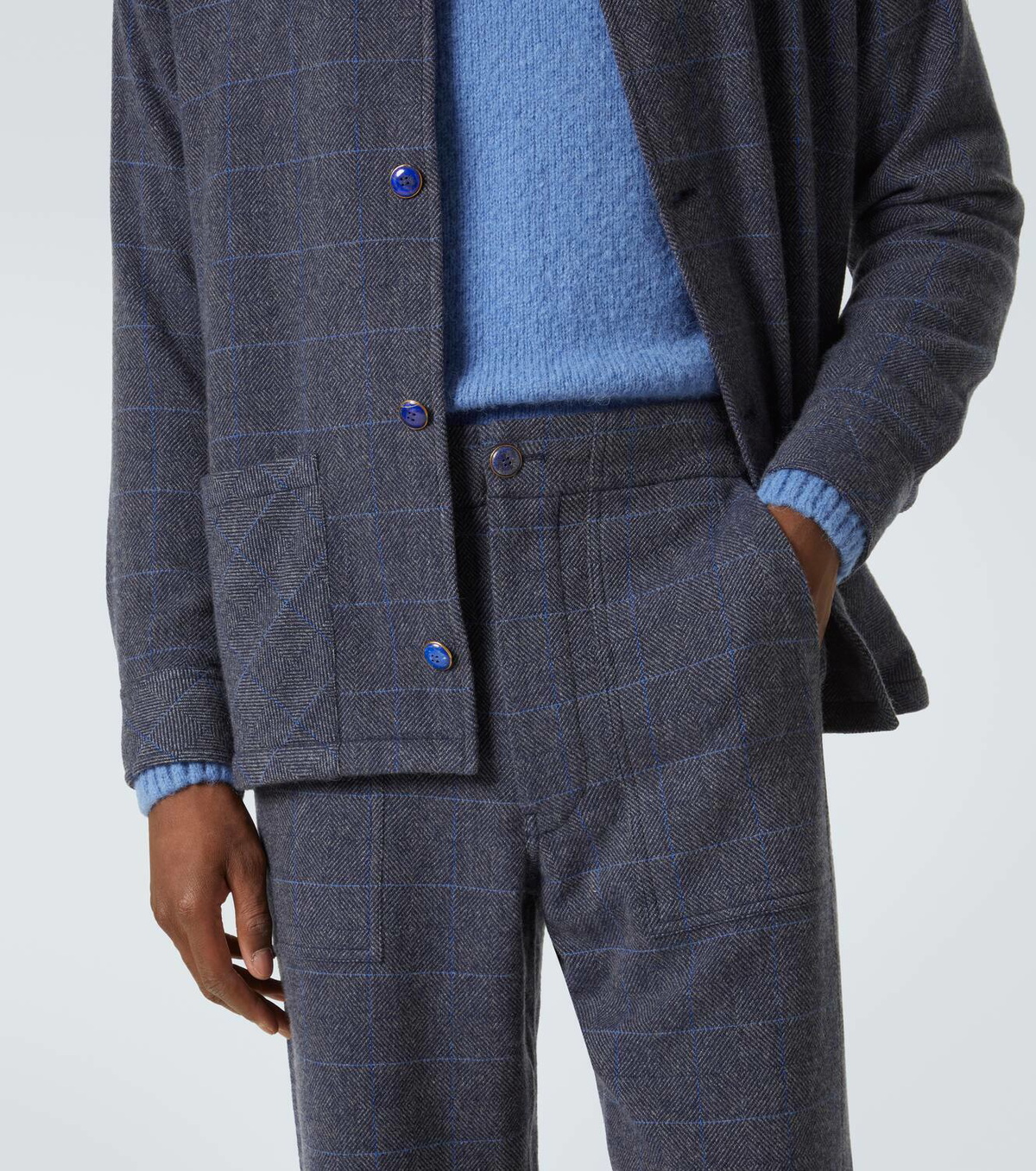 God's True Cashmere Herringbone checked cashmere straight pants