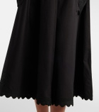 Juliet Dunn Embroidered scalloped cotton poplin midi dress