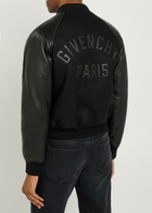 Givenchy Logo-appliquéd Leather and Wool Bomber Jacket Black