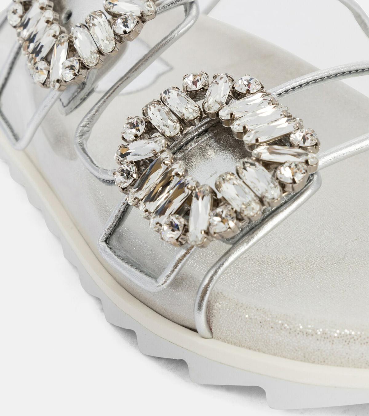 【ラフに洒落たい】Roger Vivier Slidy Viv' クリスタルサンダル Roger Vivier Slidy Viv' leather and PVC sandals Roger Vivier