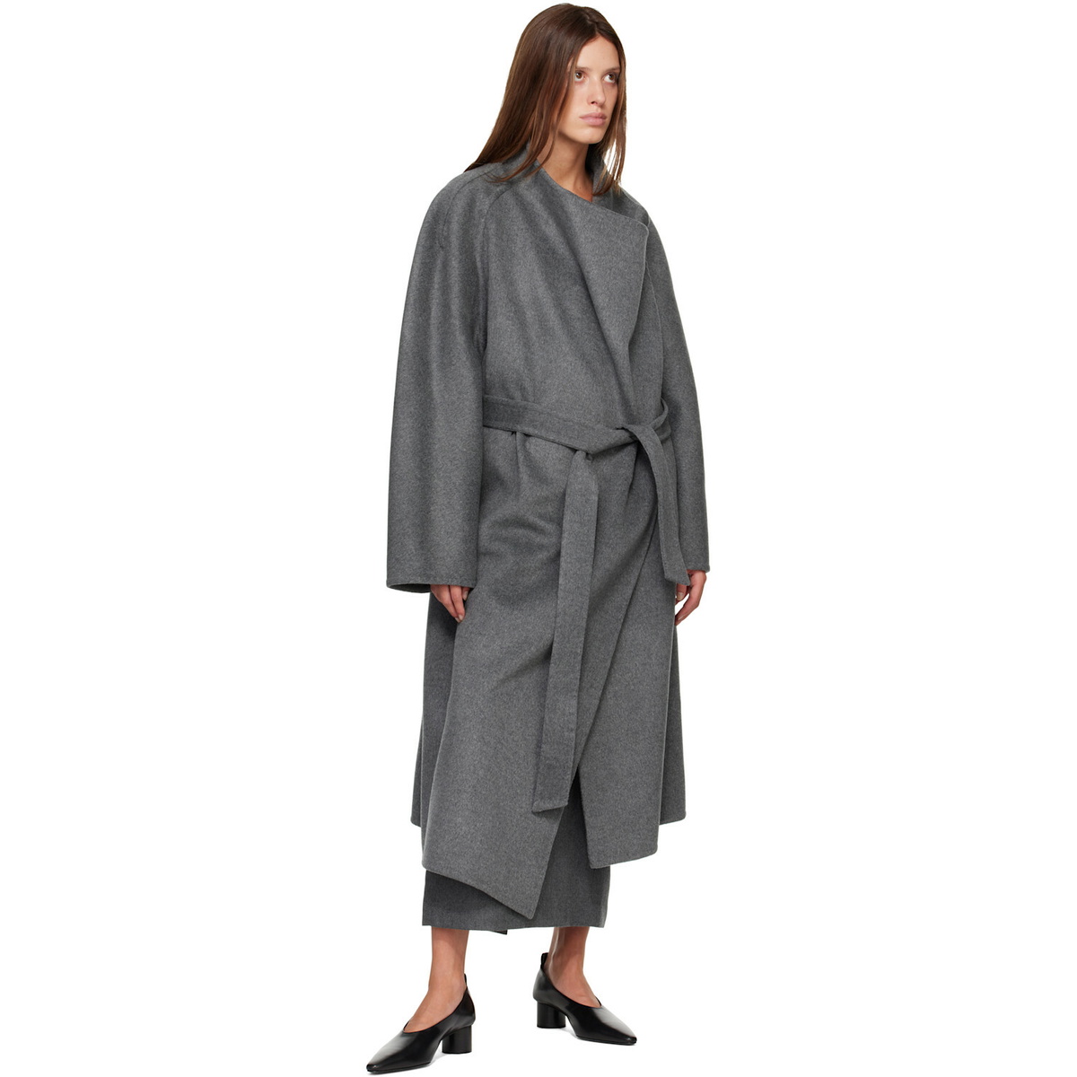 R2W Gray Melonia Wool Maxi Skirt