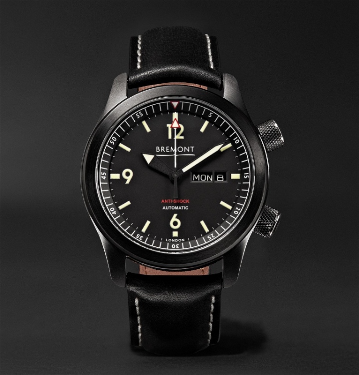 Photo: Bremont - U-2/DLC Automatic 43mm Stainless Steel and Leather Watch - Black