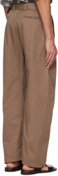 LEMAIRE Brown Belted Twisted Trousers
