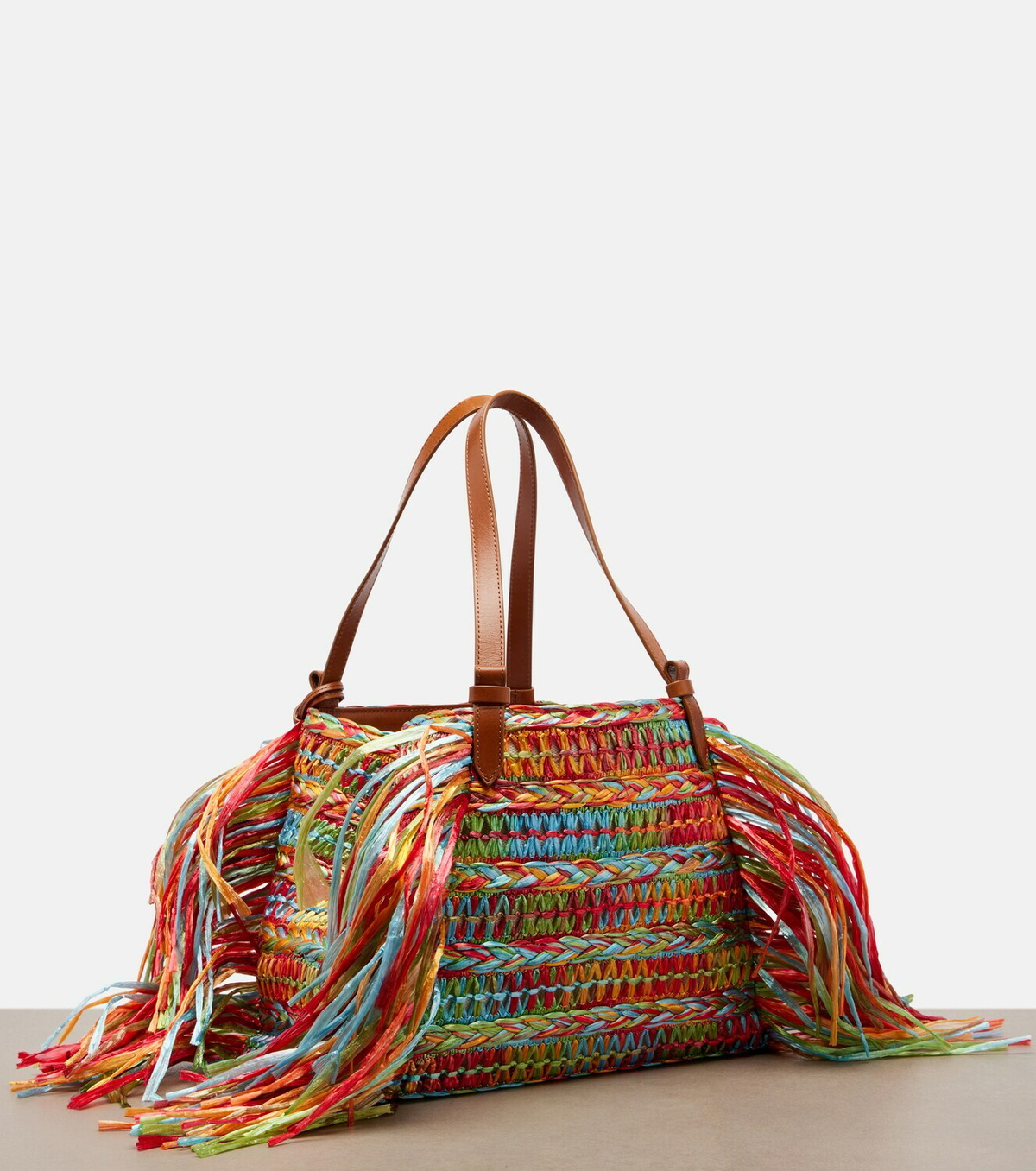 Aquazzura Trancoso fringed raffia tote bag