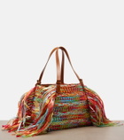 Aquazzura Trancoso fringed raffia tote bag
