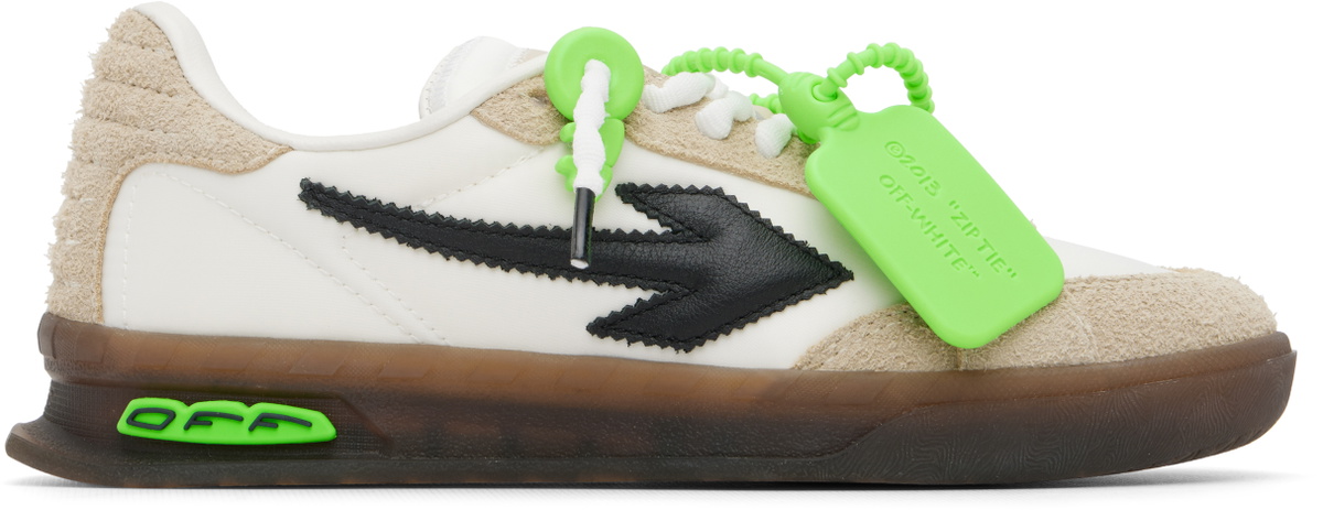 Off-White White & Beige New Slim Sneakers