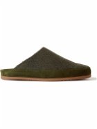 Mulo - Suede-Trimmed Shearling-Lined Recycled-Wool Slippers - Green