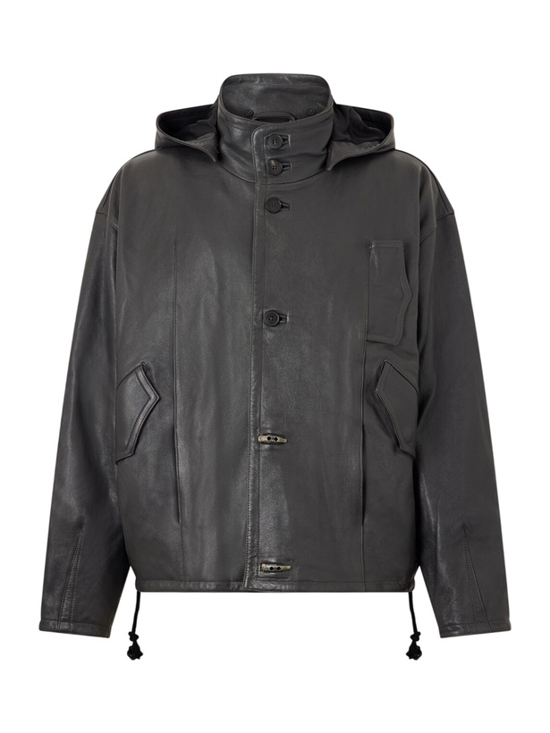 Photo: Enfants Riches Déprimés - Malcom Leather Hooded Jacket - Black