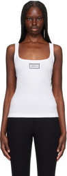 Versace Underwear White Rib & Embroidery Patch Tank Top