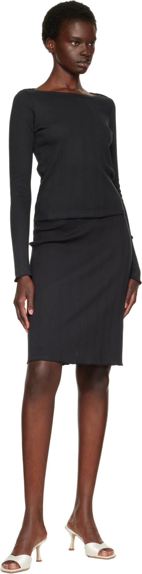 Cou Cou Black 'The Slip' Midi Skirt