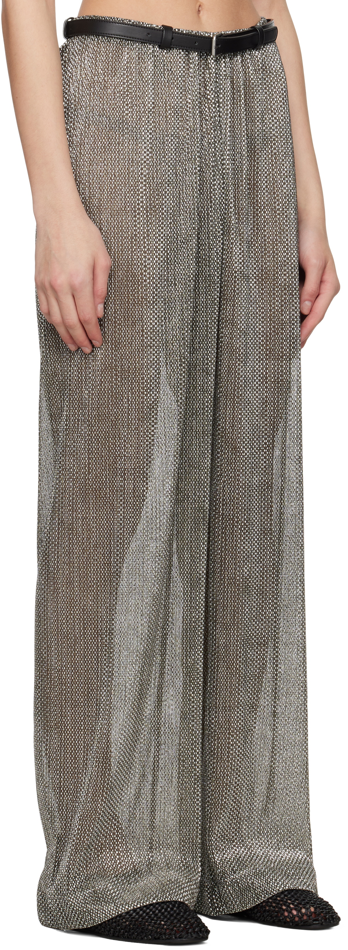 Nanushka Silver & Black Maglie Trousers.