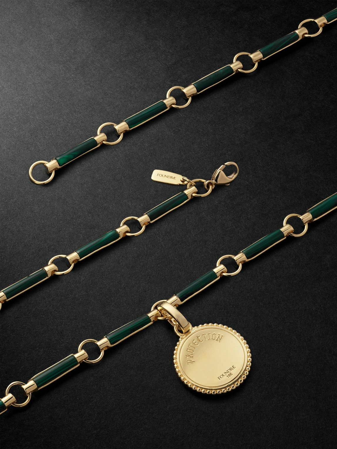 Foundrae - Element Protection 18-Karat Gold, Malachite and Diamond Pendant Necklace