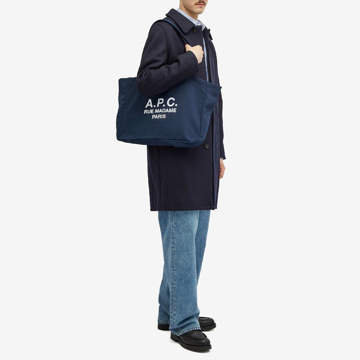 A.P.C. Men's Diane Rue Madame Shopping Tote in Dark Navy A.P.C.