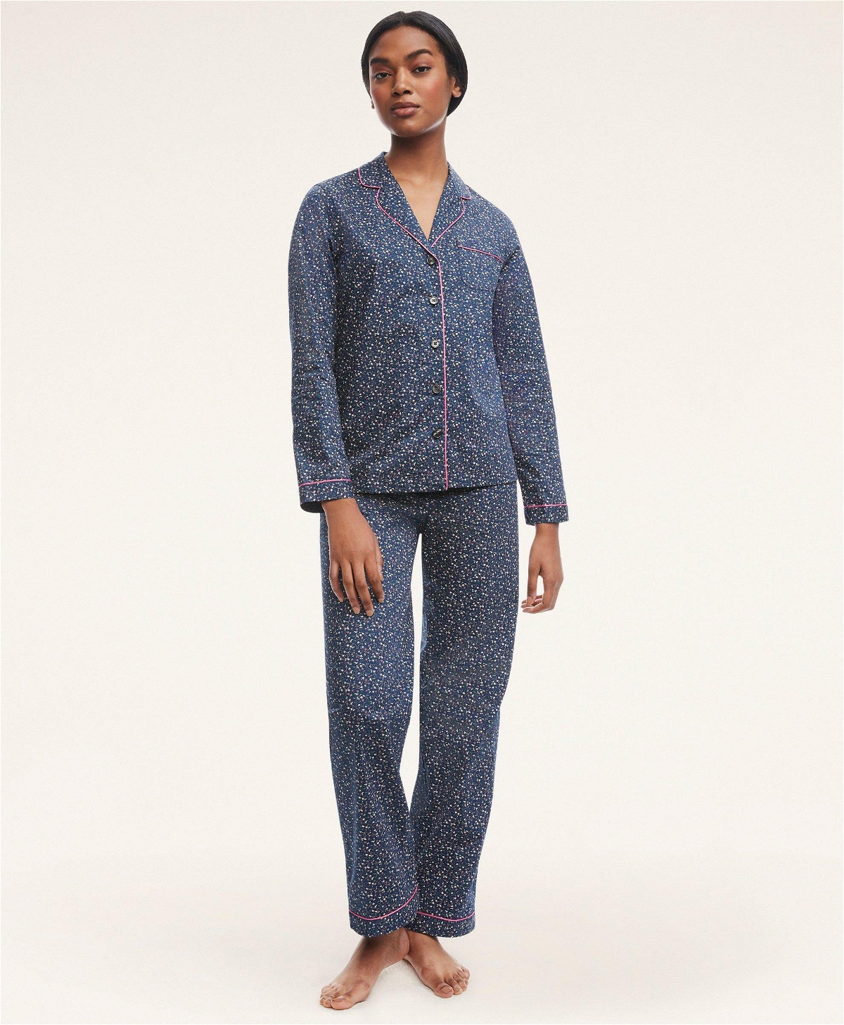 Photo: Brooks Brothers Women's Cotton Floral Pajama Set | Navy