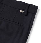 Incotex - Charcoal Slim-Fit Wool-Blend Flannel Trousers - Blue