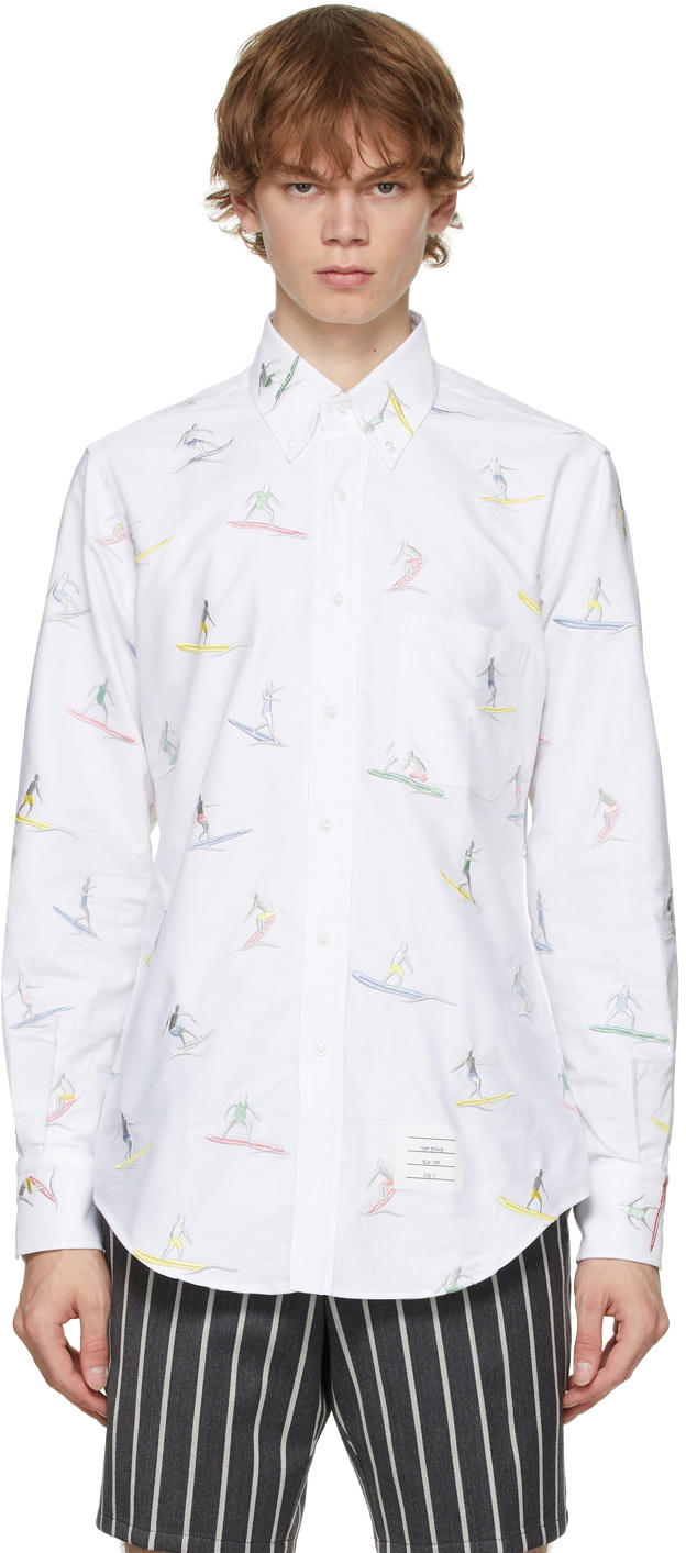 Thom Browne White Oxford Surfer Icon Classic Fit Shirt