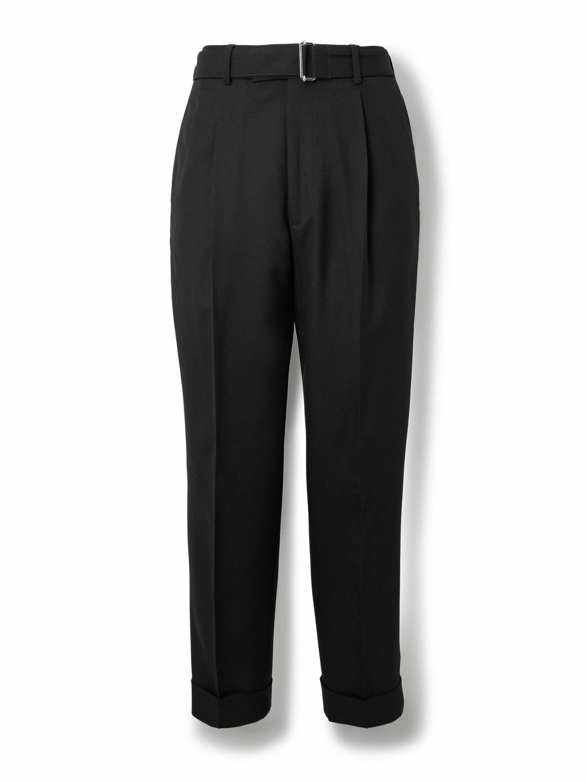 Officine Générale - Hugo Tapered Belted Grain de Poudre Wool Suit Trousers - Black
