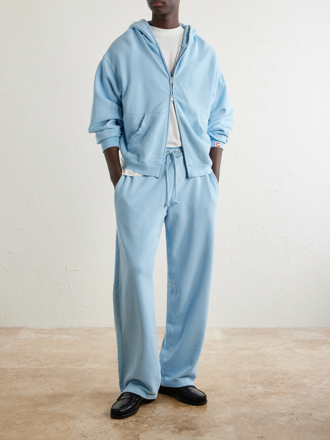 Cherry Los Angeles - Distressed Cotton-Fleece Zip-Up Hoodies - Blue