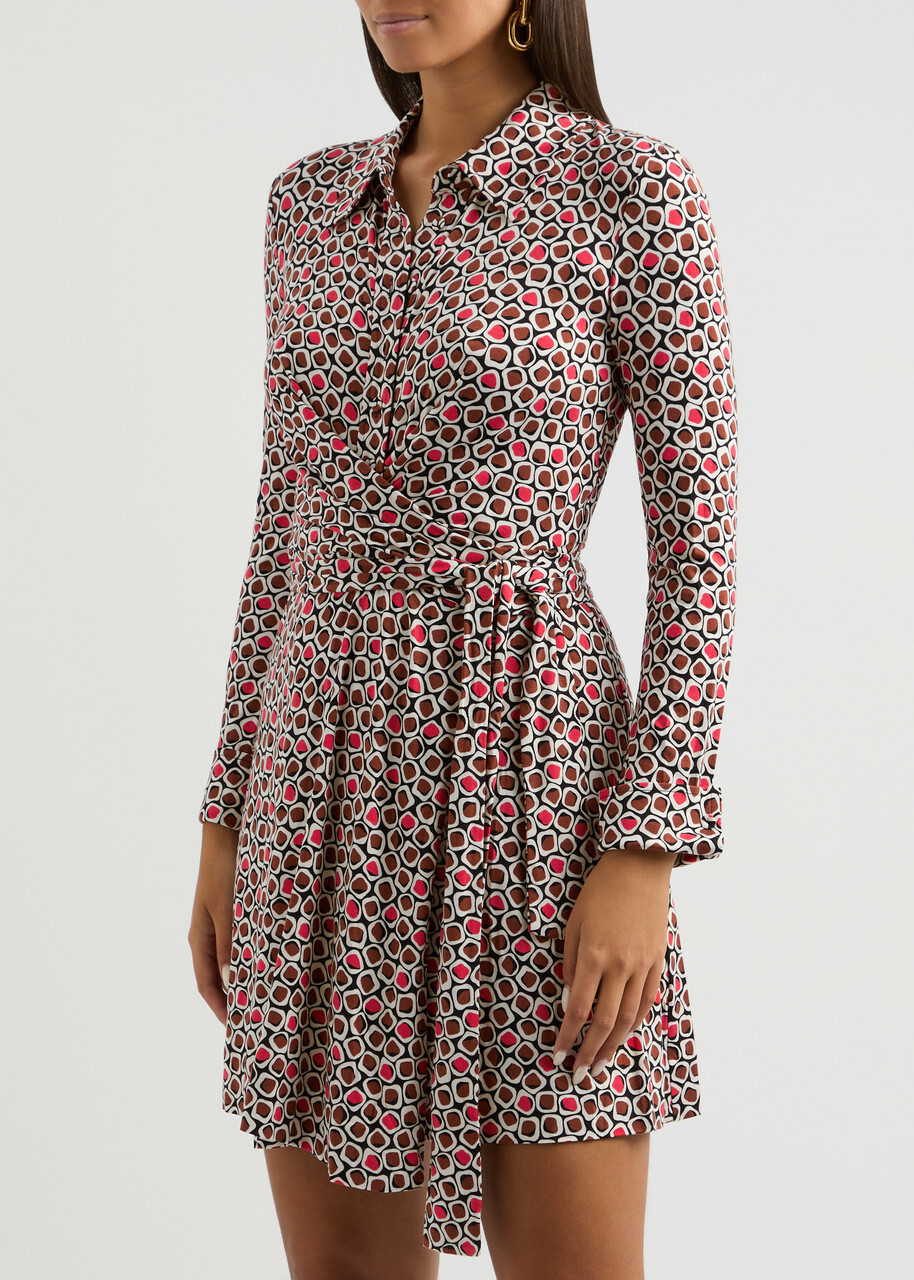 Diane Von Furstenberg Didi Printed Stretch-jersey Mini Wrap Dress Red
