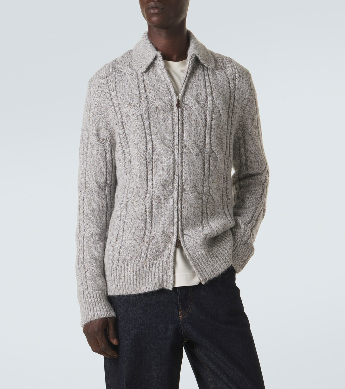 Eleventy Wool, alpaca and silk-blend zip-up cardigan