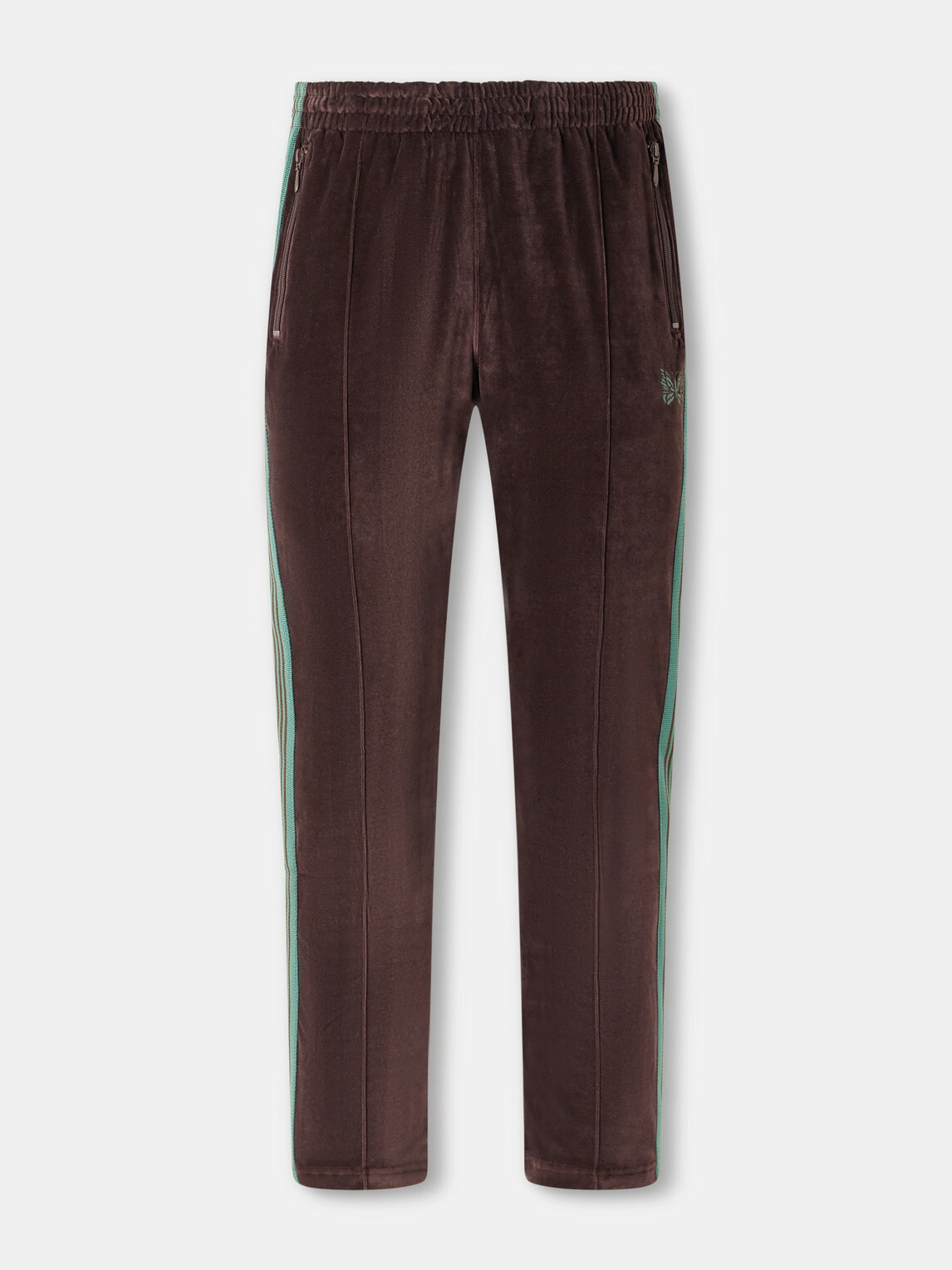 Needles - Bootcut Logo-Embroidered Striped Velour Track Pants - Brown