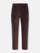 Needles - Bootcut Logo-Embroidered Striped Velour Track Pants - Brown