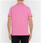 Moncler - Contrast-Tipped Cotton-Piqué Polo Shirt - Pink