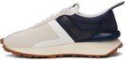 Lanvin Beige & Navy Suede Bumpr Sneakers