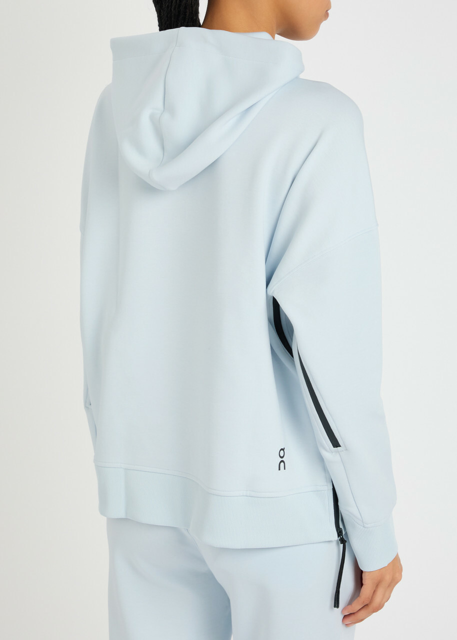ON Logo Stretch-jersey Hooded Sweatshirt Light Blue