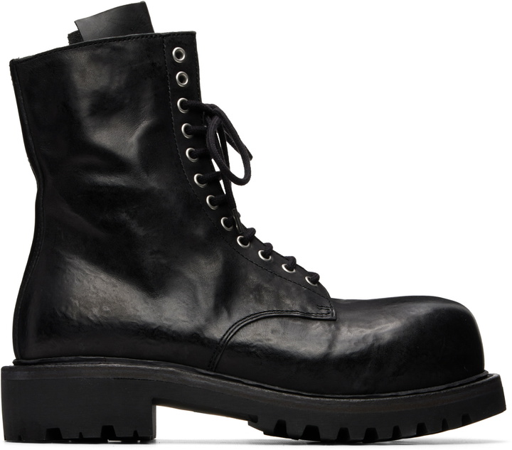 Photo: A DICIANNOVEVENTITRE Black Reverse Prisma Combat Boots